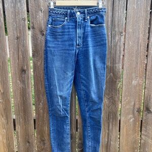 Abercrombie & Fitch Blue Skinny Jeans with Braided Waistband
